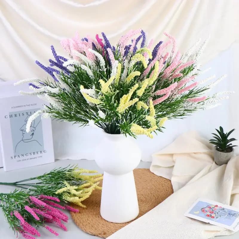 2Pcs Artificial Lavender Wheat Bouquet Fake Flowers For Home Wedding Garden Outdoor Party Decoration Plastic Plants