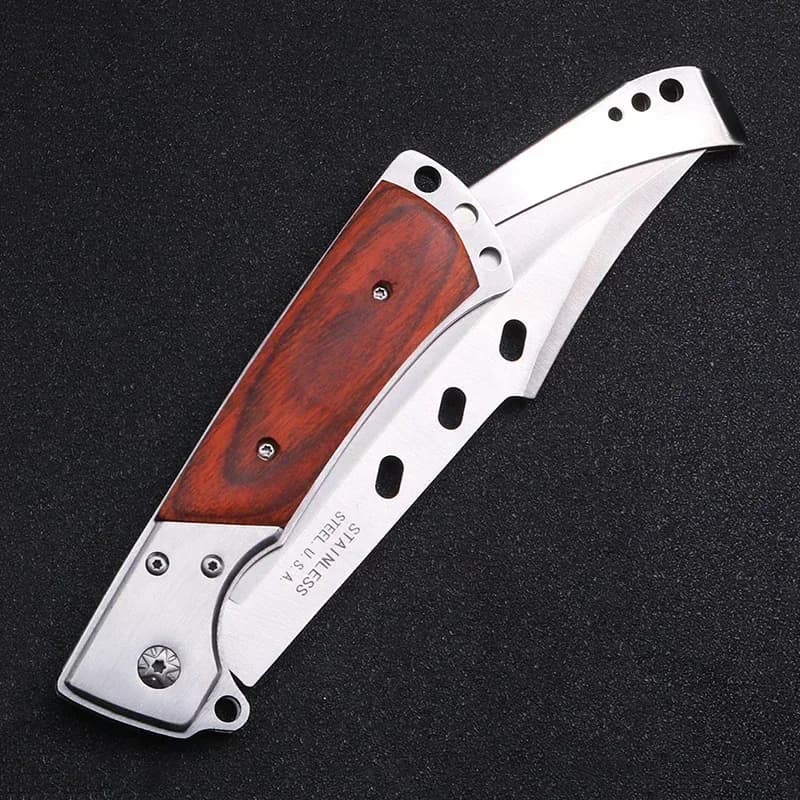 Coltello pieghevole in acciaio per uomo, elevata durezza, coltello da tasca portatile per la sopravvivenza all'aperto e la caccia
