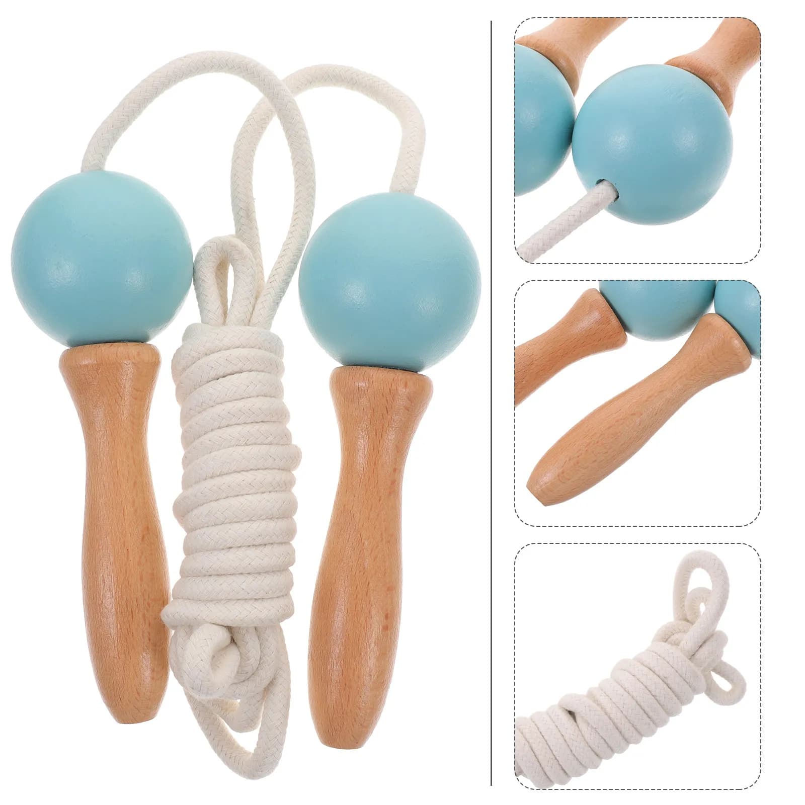Supple Cotton Jump Rope with Non-Slip Wooden Handles Portable Exercise Skipping Rope for Physical Education Fitness and