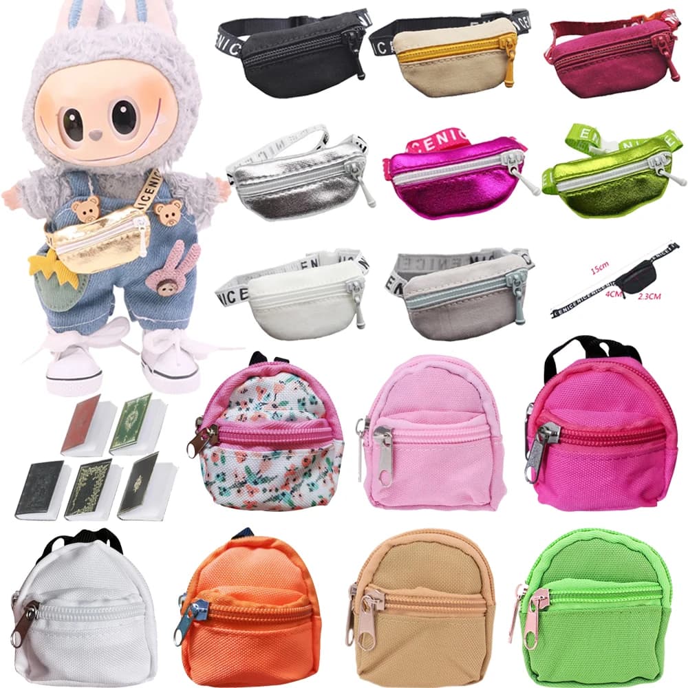 Zaino per bambole fatto a mano per accessori per vestiti Labubu V1 V2 V3 17 cm giocattoli per bambole di peluche per ragazze