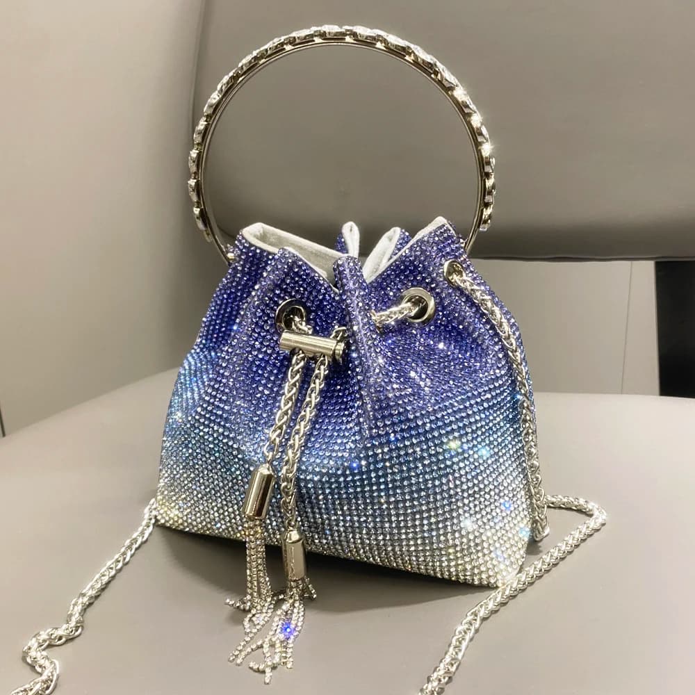 Sleeve Rhinestone Nightwear handbags and handbags luxury designer shoulder bag bucket bag with glossy crystal clutch