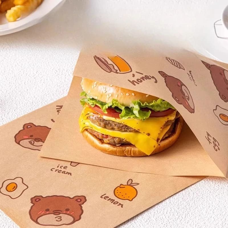 Self-sealing Microwave-heated Oil-proof Paper Bag for Hamburgers