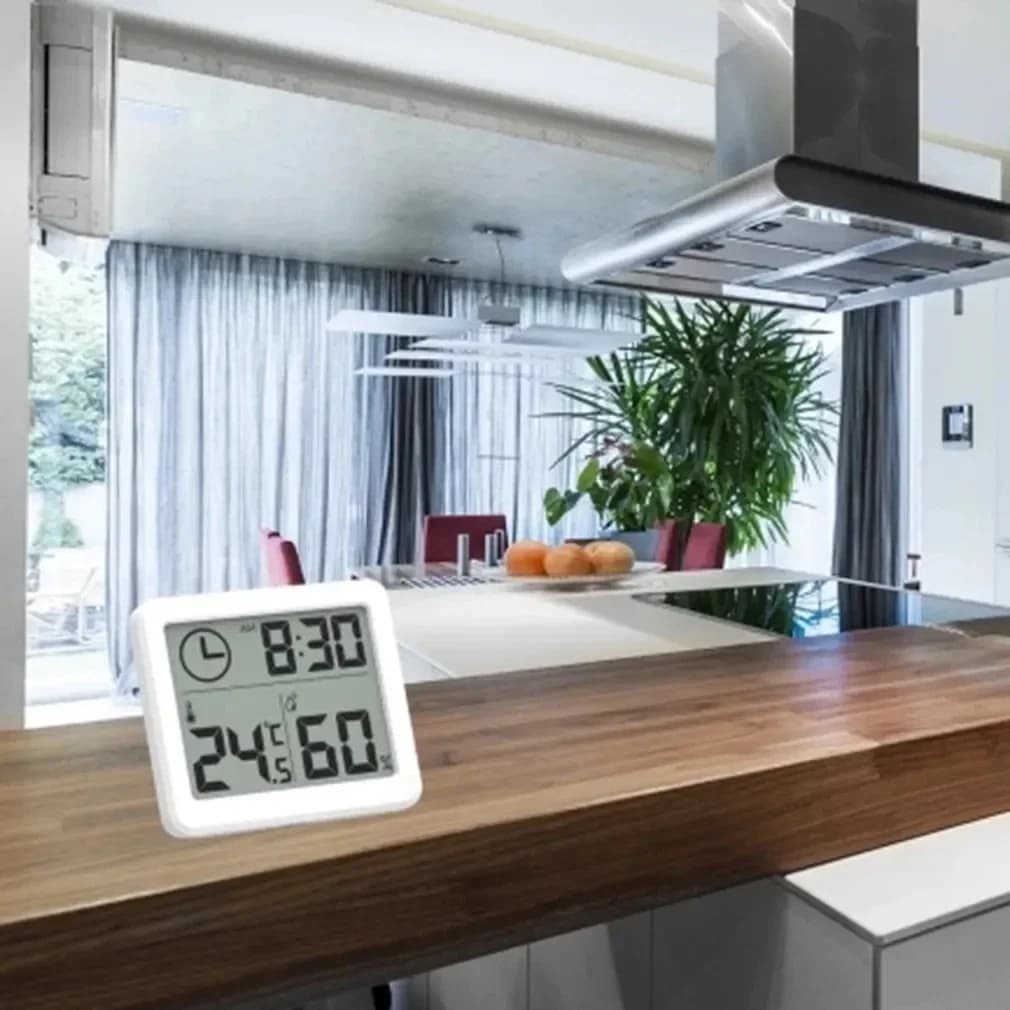 Orologio da parete igrometro termometro digitale elettronico semplice ultrasottile per casa intelligente, termoigrometro digitale LCD