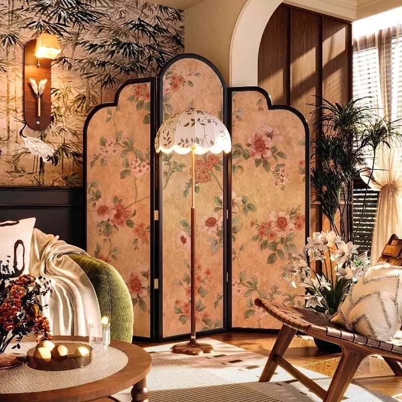 Parete divisoria per schermo floreale antico francese, soggiorno, portico, camera da letto, divano, sfondo, decorazione, schermo pieghevole americano