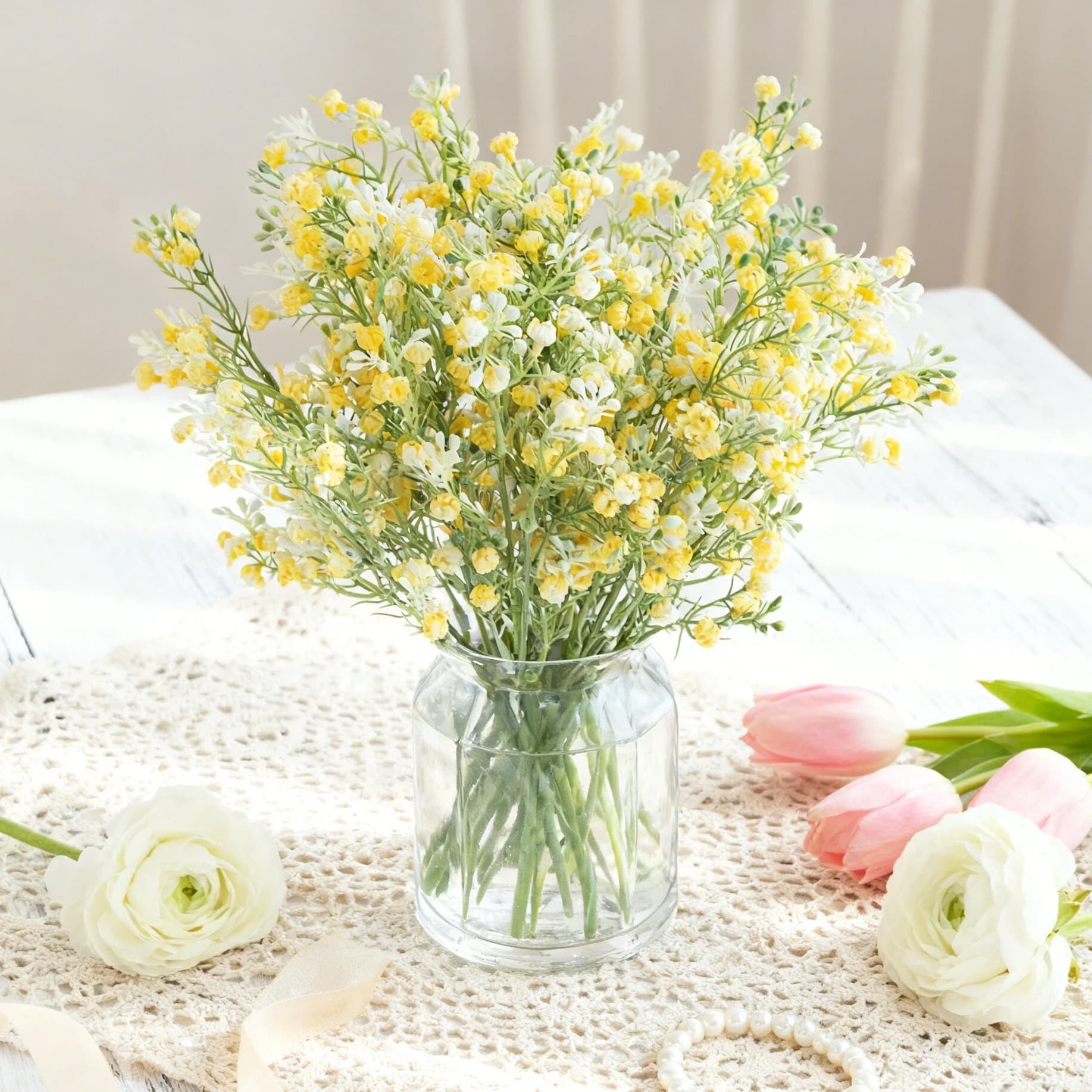Artificial Flowers, Gypsophila Plants for Festivals, Wedding Bouquets, Home Decorations, Table, Garden, Exterior, Fai-da-Te, Gift Pack