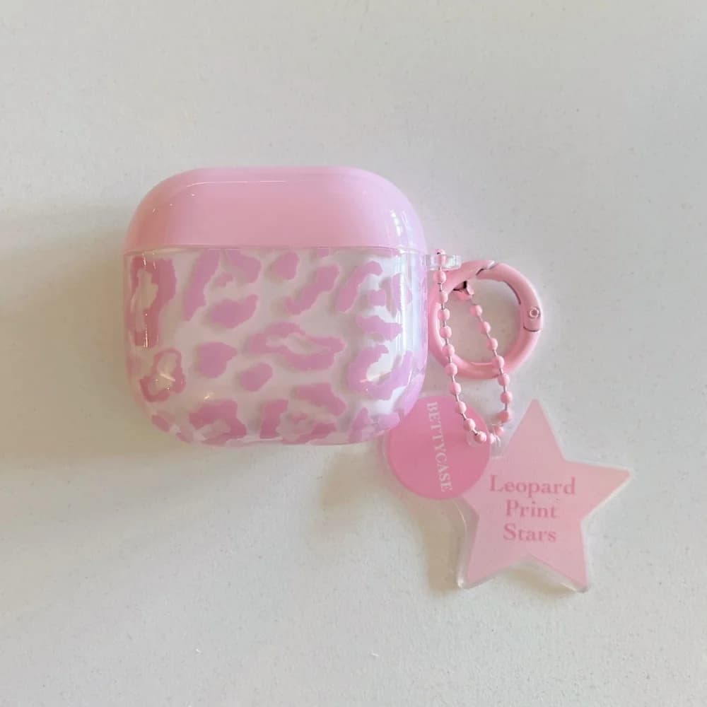 [Jbd] Star with fresh pink leopard print suitable for airpods4 protective case, new airpodspro2 second generation apple