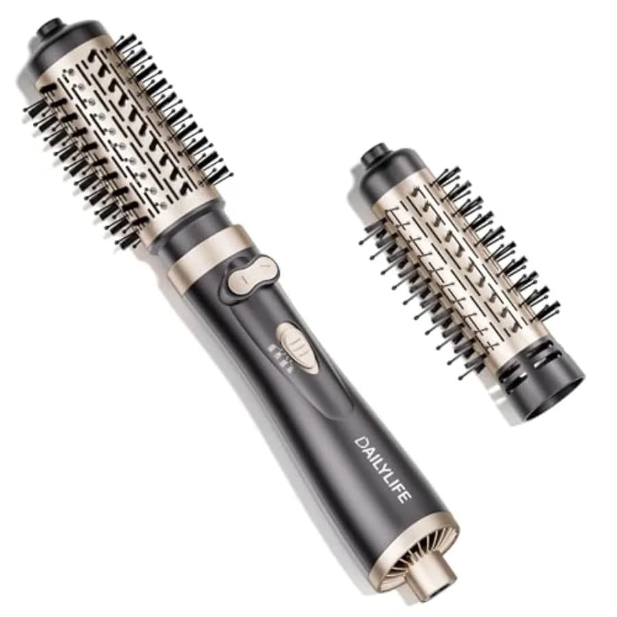Spazzola Asciugacapelli Rotante con Generatore Ionico, 2 Spazzole da 1,5" e 2"