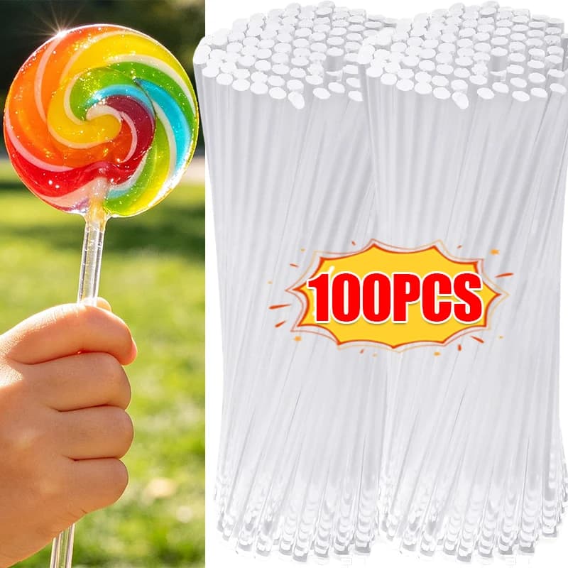 100/20 Pezzi Bastoncini Riutilizzabili in Acrilico Trasparente per Lecca-lecca e Decorazioni per Cupcake, Bastoncini per Torte, Forniture per Artigianato e Cucina