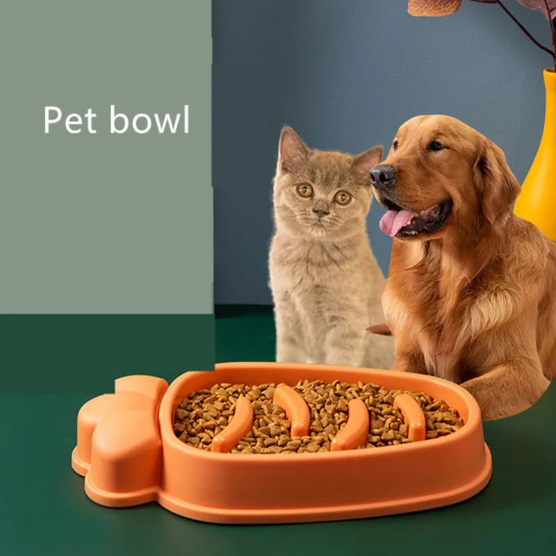 Ciotola per cani da compagnia a forma di cartone animato Alimentatore lento in plastica Anti soffocante Cucciolo di gatto Mangiare Piatto Ciotola Piatto alimentare anti-gussamento