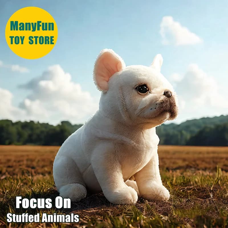 Peluche realistico con bulldog francese in crema - Peluche francese in crema realistica, peluche Pit Bull, regalo per bambola di simulazione di cani