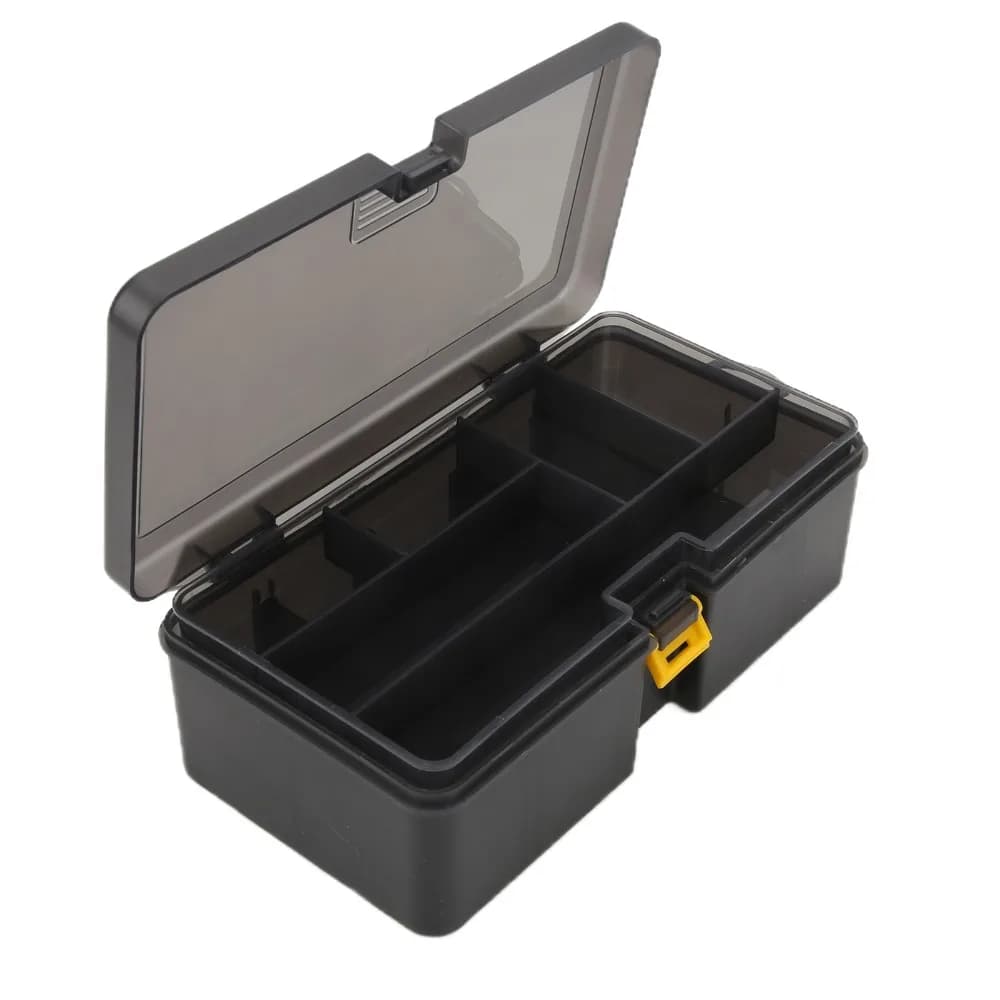 Double Layer Fishing Bait Storage Box Waterproof Removable Dividers Fishing Tackle Box Grey Fishing Tool Case Bait Storage