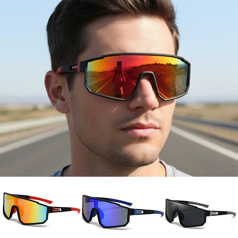 Men's Oversized Cycling Glasses Sunglasses Colored Windproof Covered Bicycle Sunglasses Outdoor Sport Motorcycle Sunglasses 3258