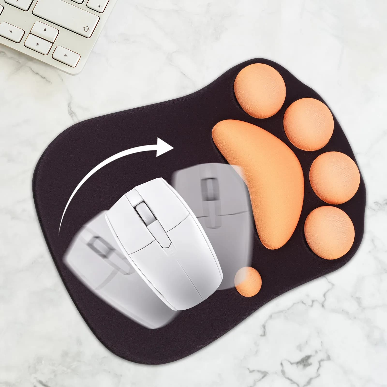 Tappetino per mouse Cat Paw, morbido supporto per il polso, tappetino per mouse ergonomico da tavolo, per ufficio, casa, caffetteria, leggero, antiscivolo, Kawaii
