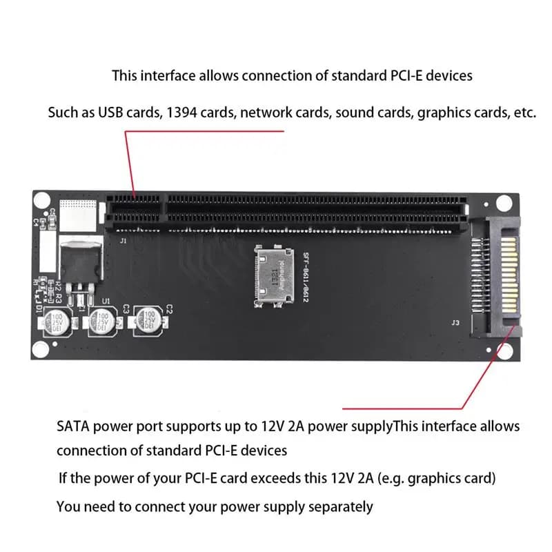 (BOFF) Scheda di espansione/Adattatore da Scheda Madre SFF-8611 8612 NVMe M.2 SSD a PCIe 4.0 X16, Scheda Riser PCIe X4 per Scheda Grafica Esterna