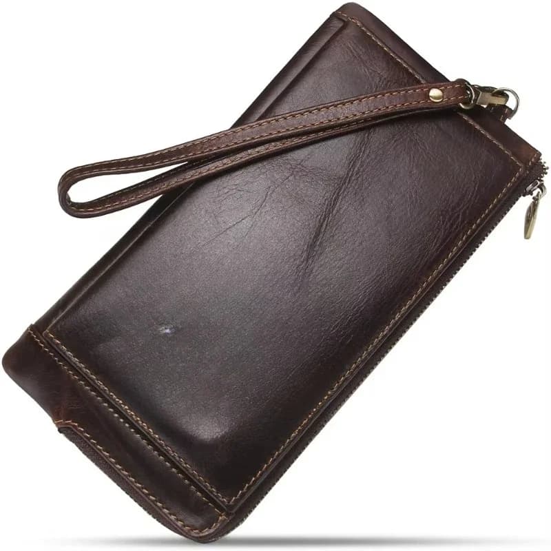 Portafoglio lungo da uomo casual in pelle sottile con tasca per cellulare Porta carte da uomo in pelle di lusso