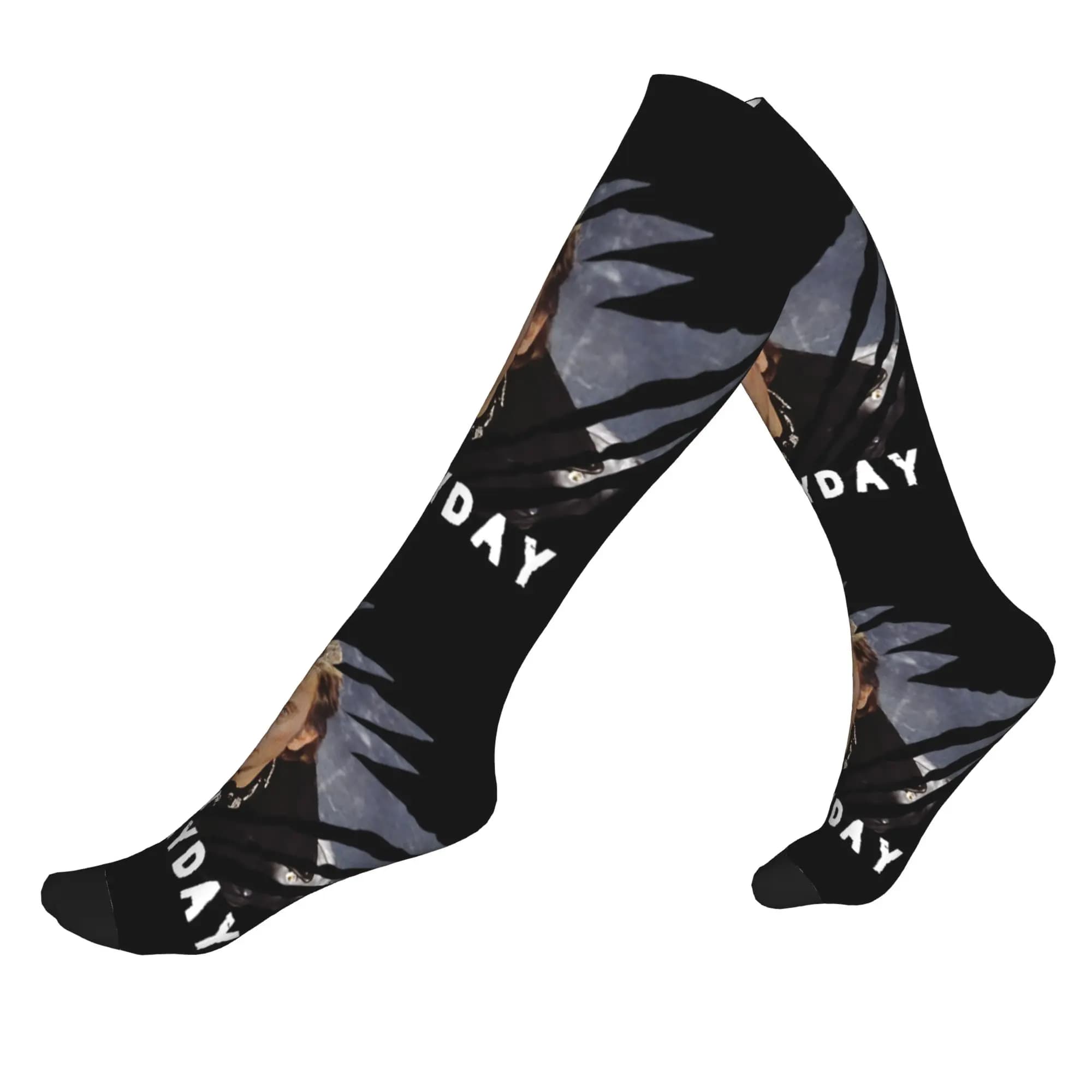 Fashion Print Johnny Hallyday French Rock Singer Socks for Men Women Stretch Summer Autumn Winter Sports Compression Socks