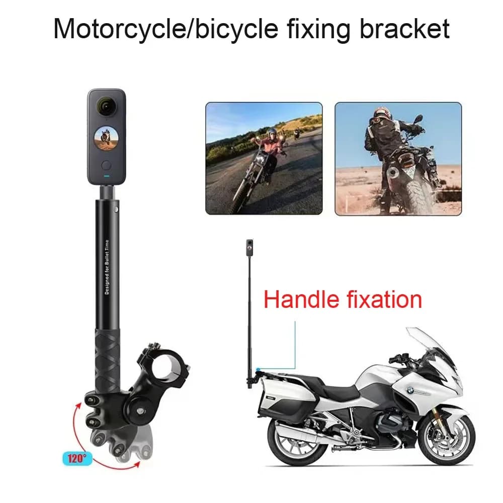 Supporto per Moto e Bicicletta per Insta360 X3 X4 con Asta Selfie Invisibile per GoPro Hero12 11 10 e Accessori per Action Camera DJI