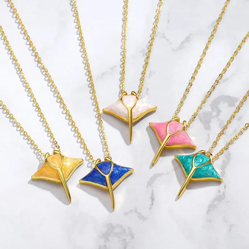 Classic Cute and simple devil fish necklace fresh and fashion summer colorful enamel pendant collar chain party jewelry gift