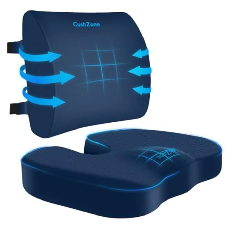 Cuscino per Seduta con Supporto Lombare e Cinghia Regolabile - Cuscini per Sedia per Alleviare il Dolore Sciatico - con Rivestimento Lavabile in Memory Foam