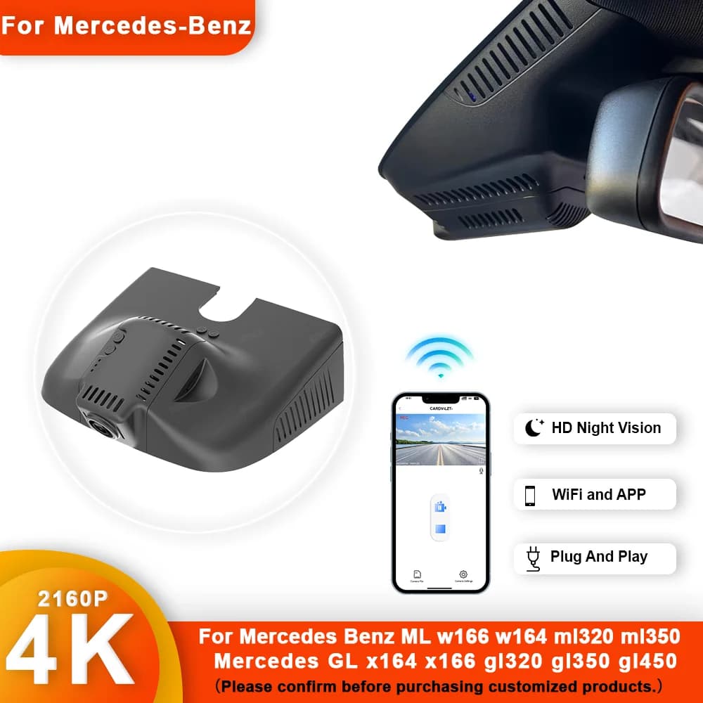 Dash Cam 4K HD customized for Mercedes Benz ML w166 w164 ml320 ml350 for Mercedes GL x164 x166 gl320 gl350 gl450 Car Dvr Dashcam