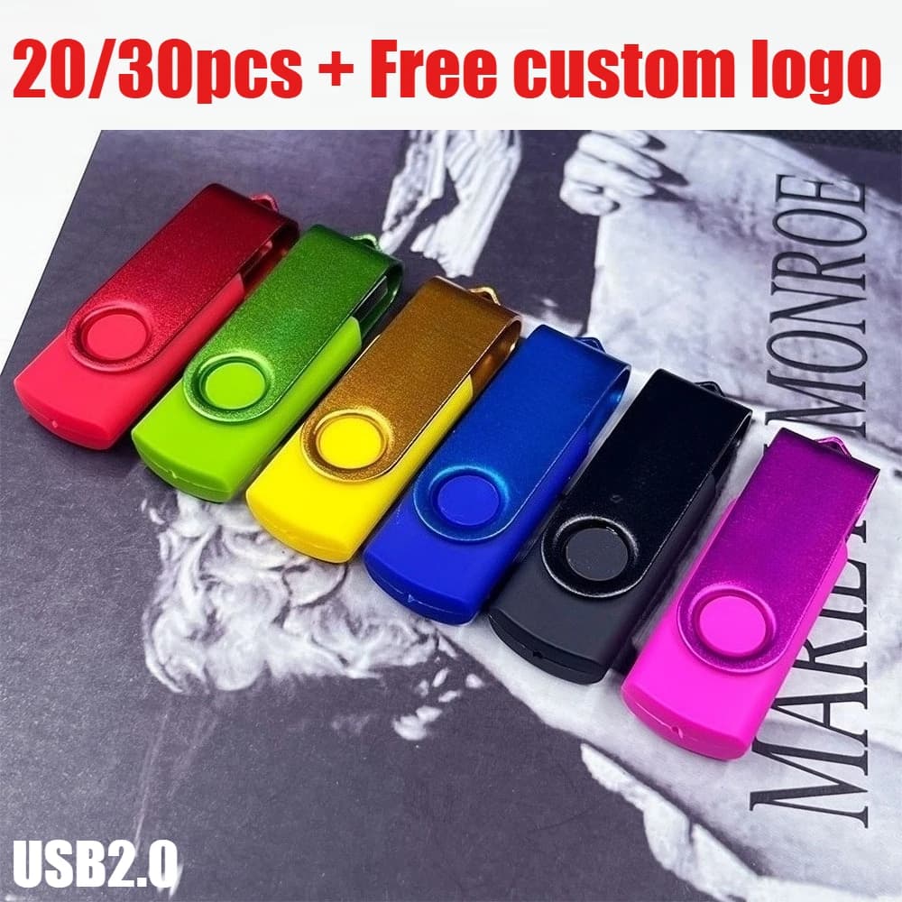 Chiavetta USB 2.0 da 20/30 pezzi/lotto, Pen Drive 32GB 16GB 8GB, chiavetta USB impermeabile, memoria USB, stick USB con logo personalizzato