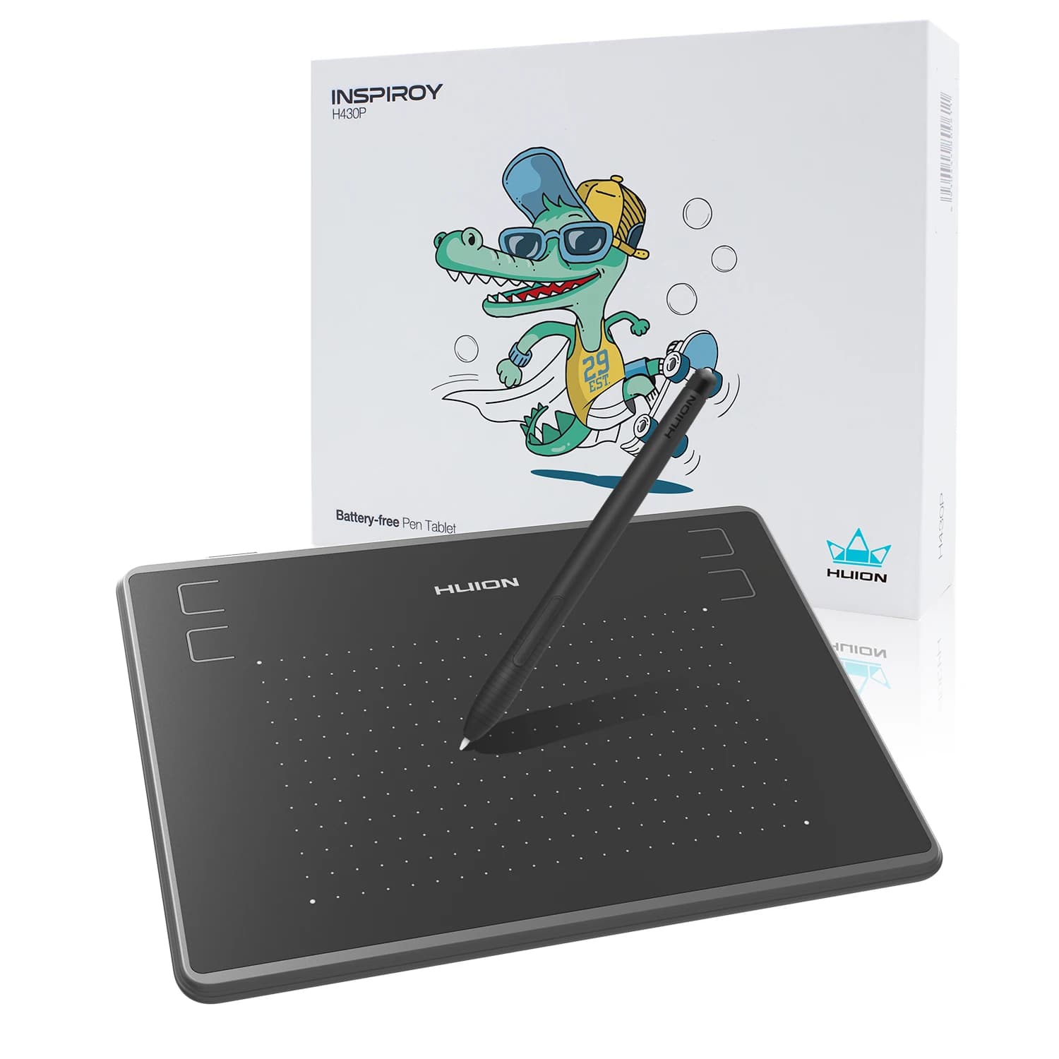 Tavoletta grafica HUION HS64 Tavoletta grafica OSU per principianti da 6x4 pollici con stilo senza batteria 8192 per Windows, Mac, Android e Linux
