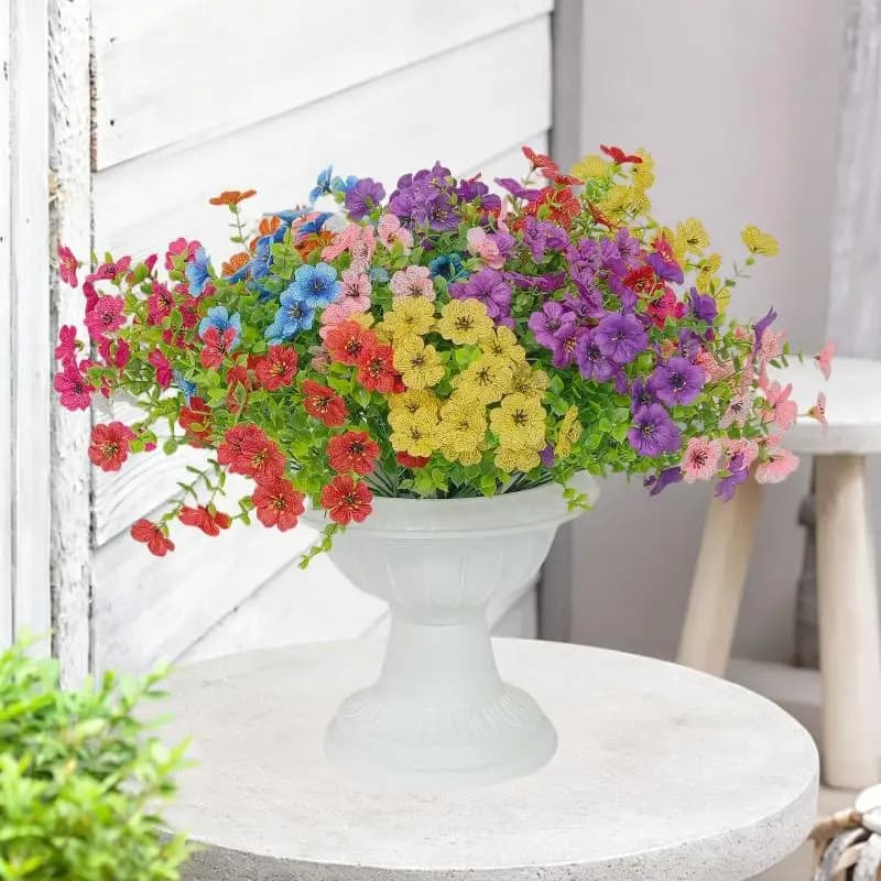 2 pezzi di fiori viola artificiali, bouquet di piante finte per la decorazione di casa, giardino, matrimoni, interni ed esterni, bouquet bonsai fai da te.