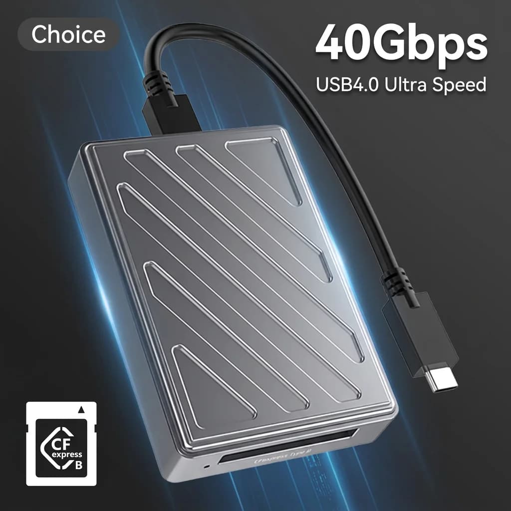 For Thunderbolt4-Compatible 40Gbps CFexpress Type B Card Reader USB 4.0 CF Express Memory Card Reader for Android/Windows/Mac OS