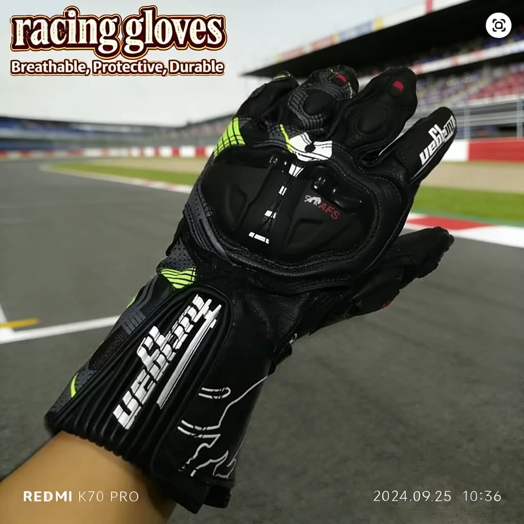 Guanti da equitazione per motocross Attrezzatura in vera pelle di vacchetta Guanti protettivi per moto Accessori per motociclisti da corsa per motociclisti