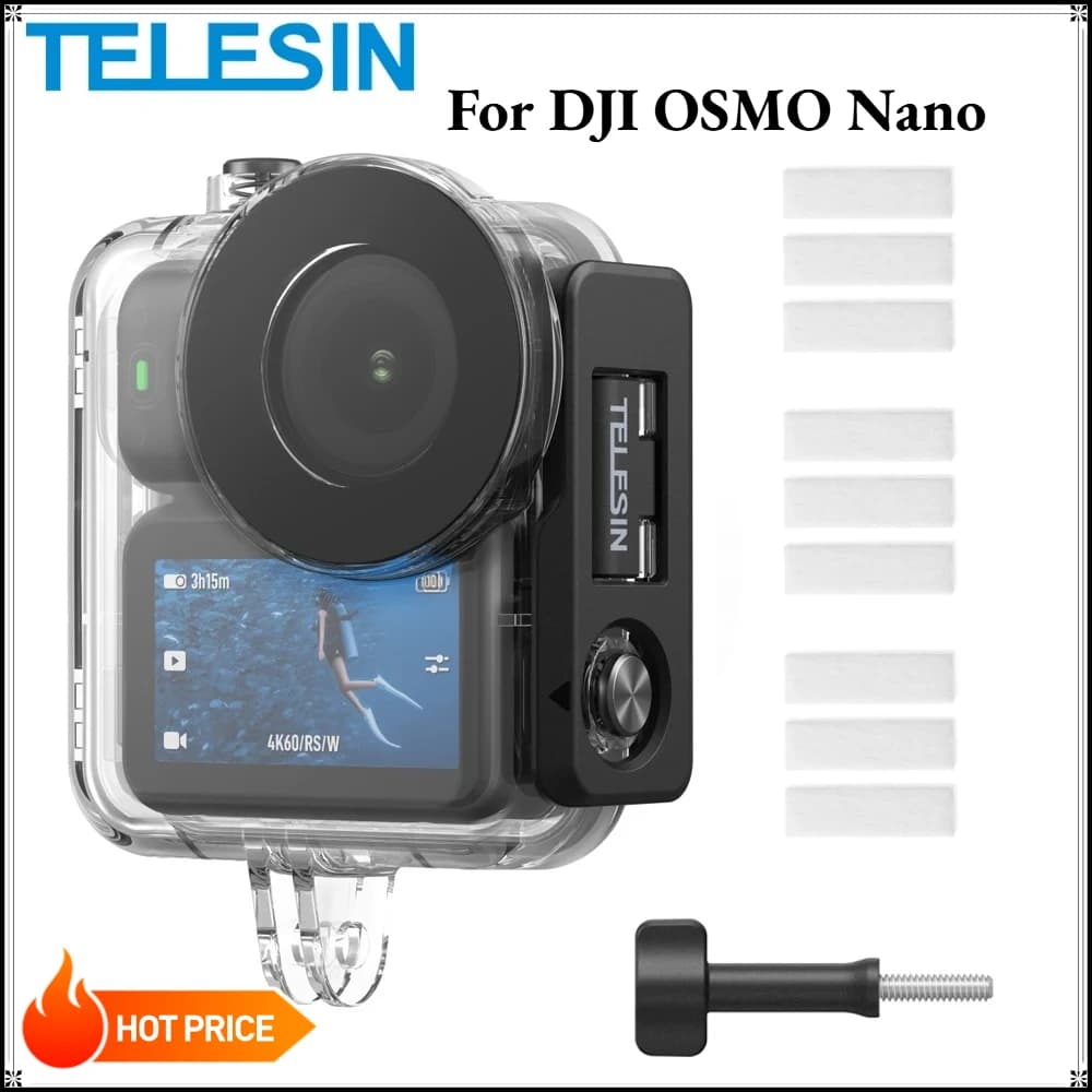 Custodia impermeabile TELESIN 60m per immersioni subacquee per DJI OSMO Nano, cover anti-appannamento per DJI Nano Action Camera, custodia protettiva
