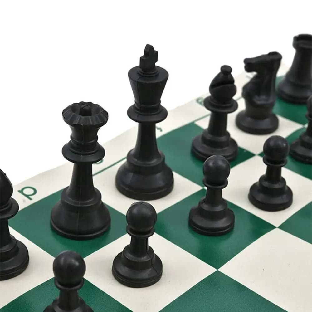 Set di Scacchi Pieghevole con Scatola, Gioco Educativo da Viaggio per Esterni, Bianco e Nero, 34cm/50cm