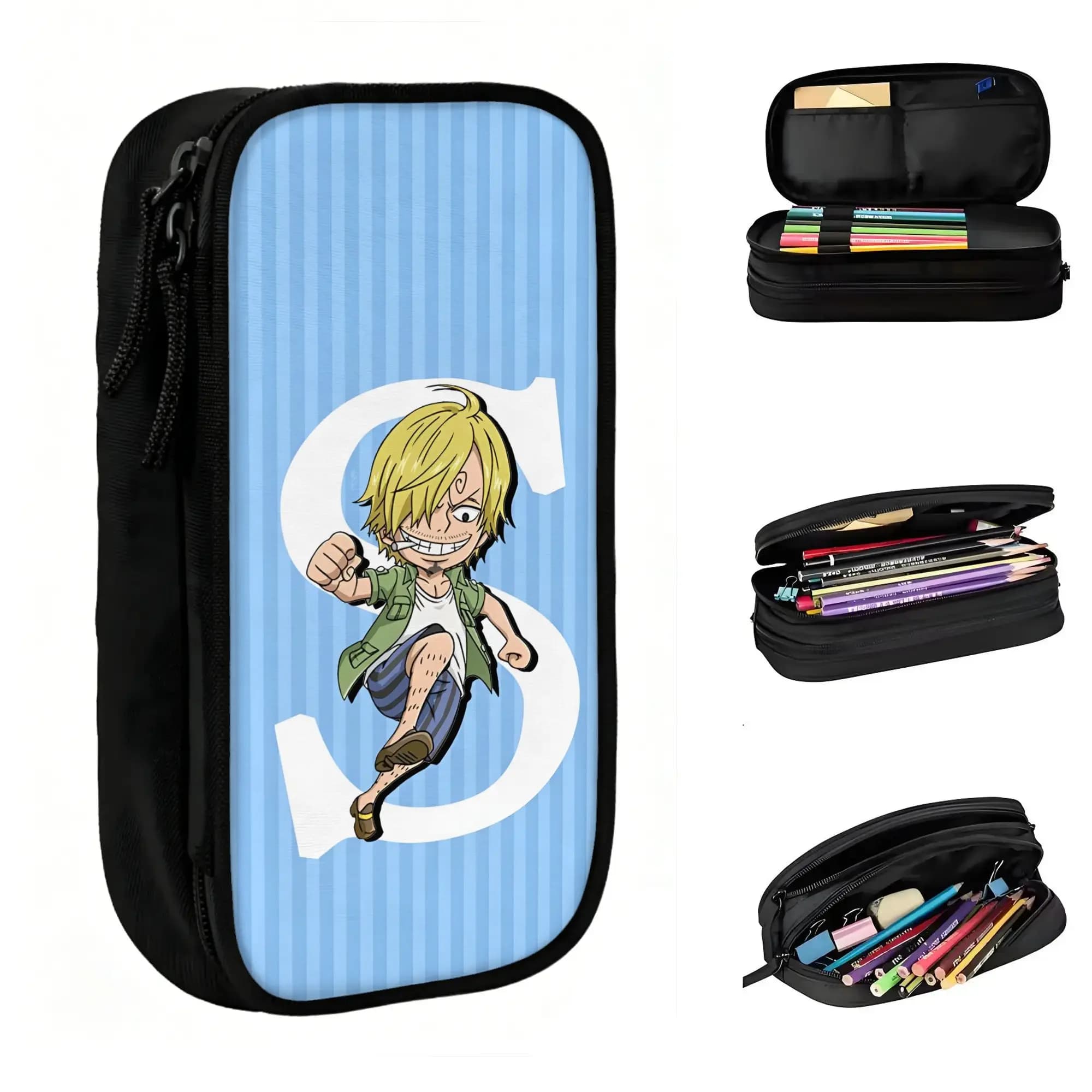 Custom Cute Sanji Japan Comic Animes Pencil Case for Girls Boys Large Capacity Pen Bag Box Stationery