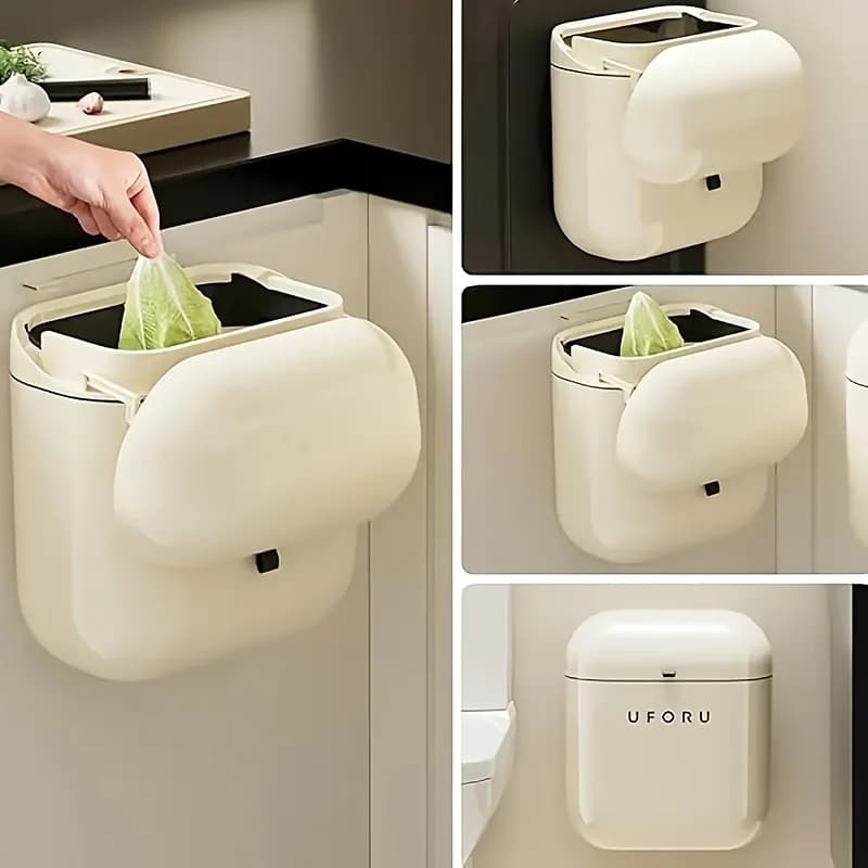 Bidone della spazzatura sospeso da 9 litri/12 litri con coperchio adatto per cucina, soggiorno, ufficio, bidone della spazzatura da cucina, bidone del compost