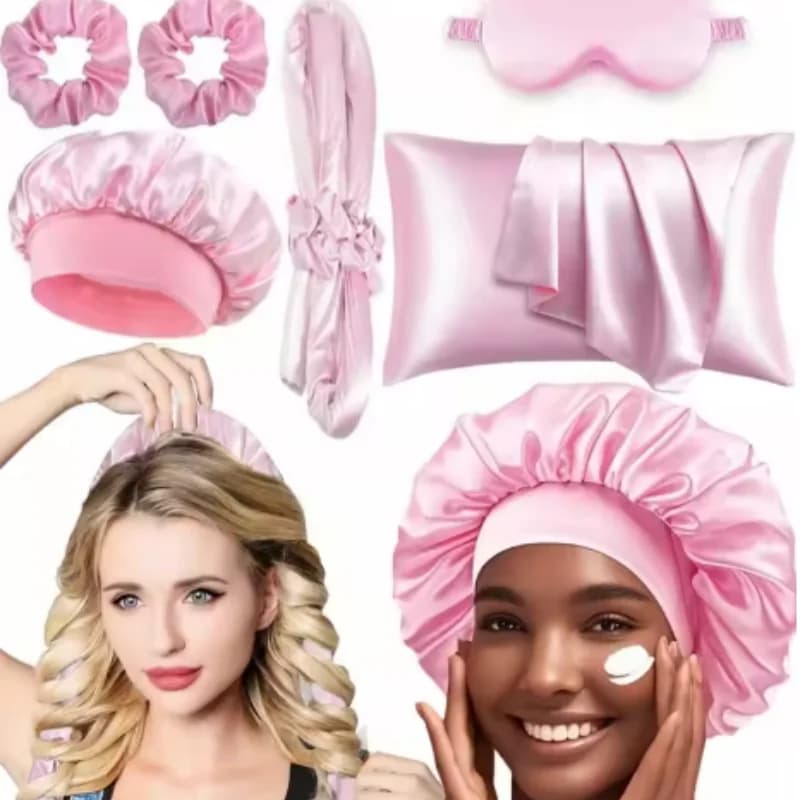Styling Kit with Silk-Free Ribbon, Sleeping Mask and Shower Head for Women and Girls, Beauty Kit for Travel and Home