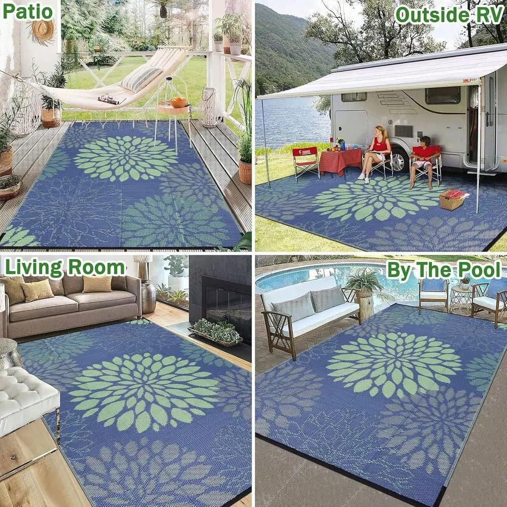 Tappeto da Esterno Impermeabile in Plastica Effetto Paglia, Varie Misure, Portatile, Grande Tappeto per Campeggio e Patio, D