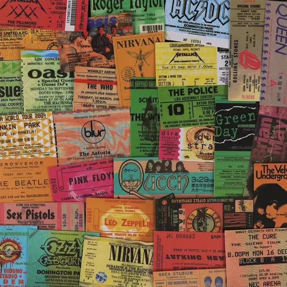 10/20/43pcs Biglietto di musica rock Graffiti Adesivi Retro Band Decal Sticker per bambini Giocattoli Fresco Impermeabile FAI DA TE Chitarra Moto Auto