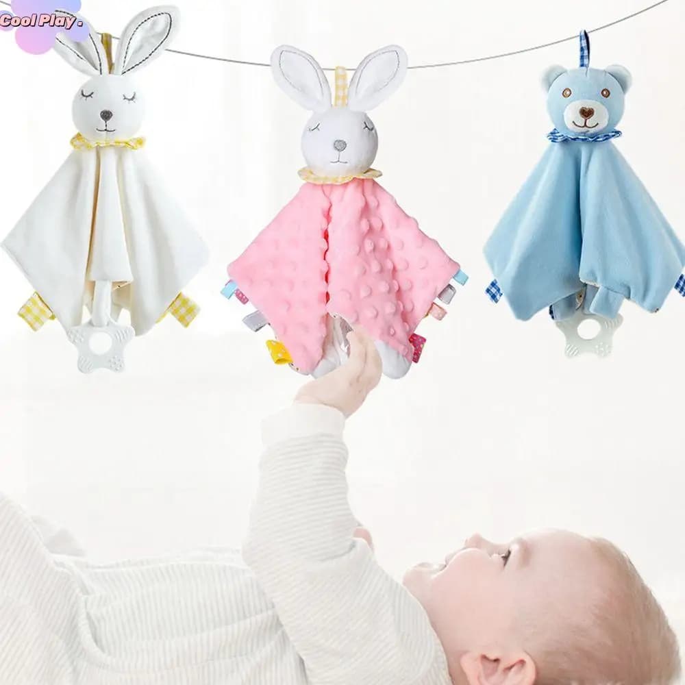 Trapunta Asciugamano lenitivo di sicurezza per bambini Massaggiagengive in silicone Animale di peluche Asciugamano per saliva neonato Giocattolo coccole Adorabile