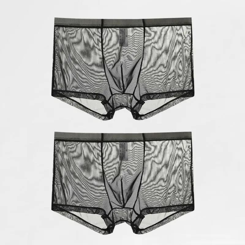 Men's Low Waist Ice Silk Boxers Transparent Bulge Enhancing See-through Sexy Briefs Underwear Lingerie Intimates