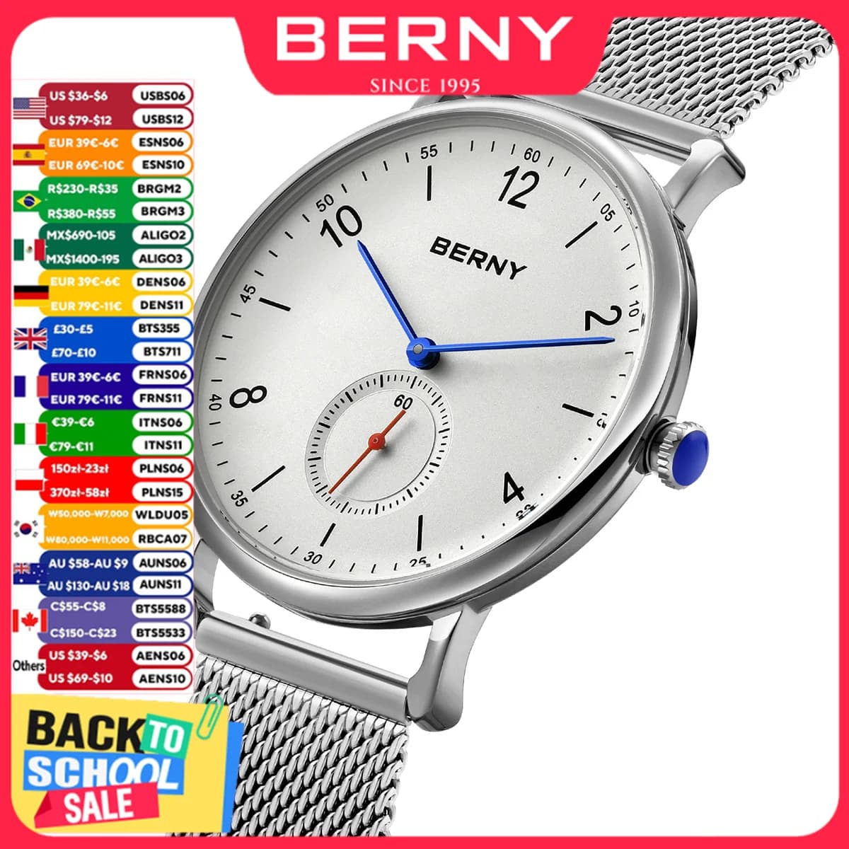 BERNY Orologio da uomo Orologio da polso al quarzo per uomo Orologio da uomo semplice con quadrante ultrasottile Orologio da polso da uomo al quarzo casual in acciaio inossidabile