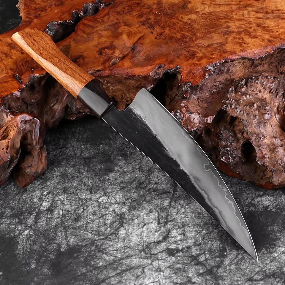 Handmade kitchen knife Three layer composite steel chef knife Hand forged knife Sharp knife for sliced kitchen knife Wooden handle