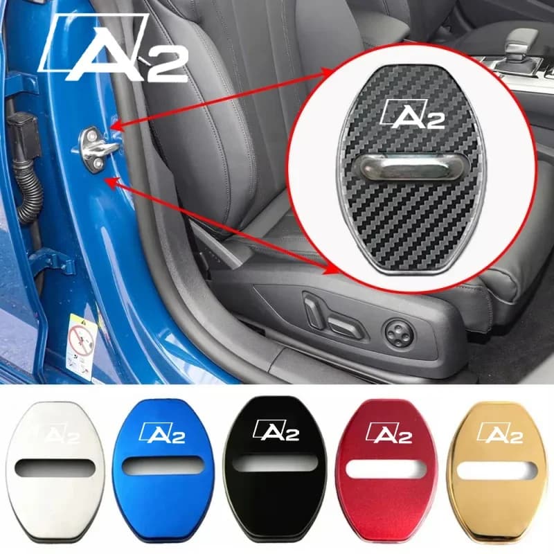 4pcs Car Door Lock Cover Protection Stickers For Audi A2 Logo Stainless Steel Door Stopper Protective Decals Auto Accessories