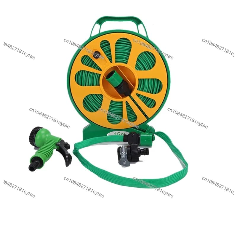 Avvolgitubo Portatile per Autolavaggio con Pistola a Spruzzo, Set di Lavaggio per Casa e Giardino, Mini Supporto per Stoccaggio