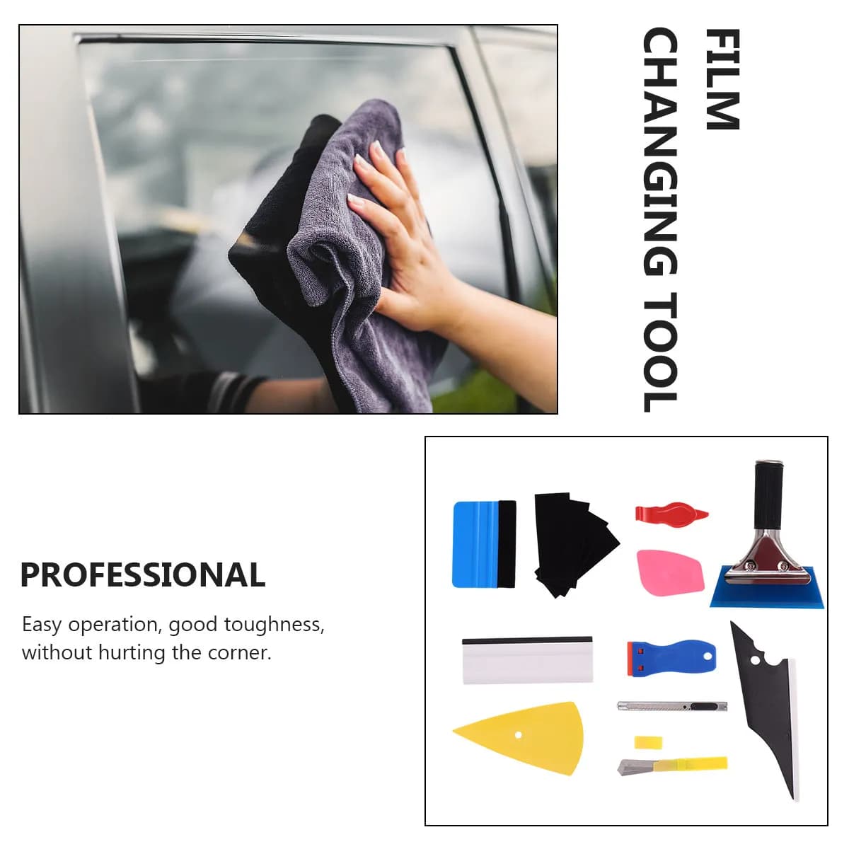11Pcs Professional Window Tint Tool Kit for Auto Car Wrap Vinyl Film Installation Includes Squeegees Corner Tools Film Cutter