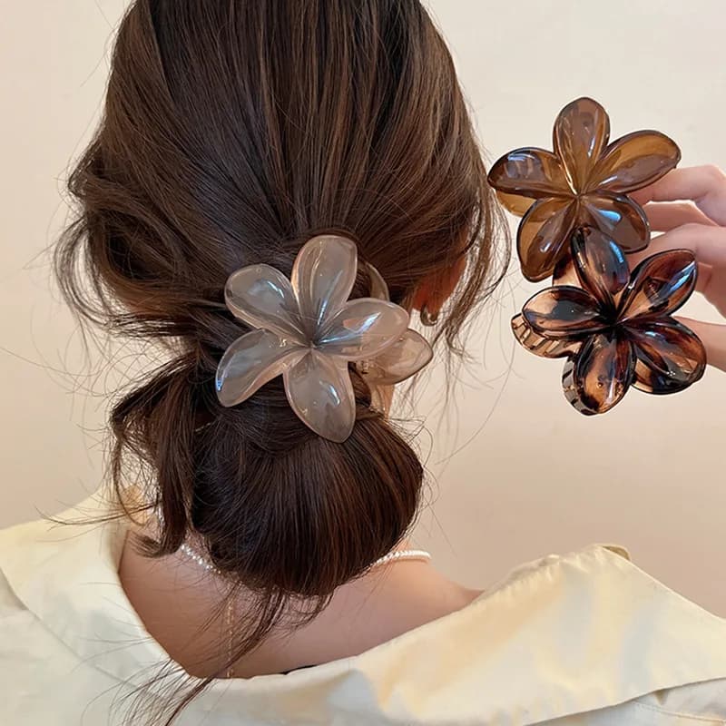Brown Beige Brown Light Plastic Hair Clips 8 cm Shaped Flower Princess Siren Laser Women Accessories for Fashionable Hair