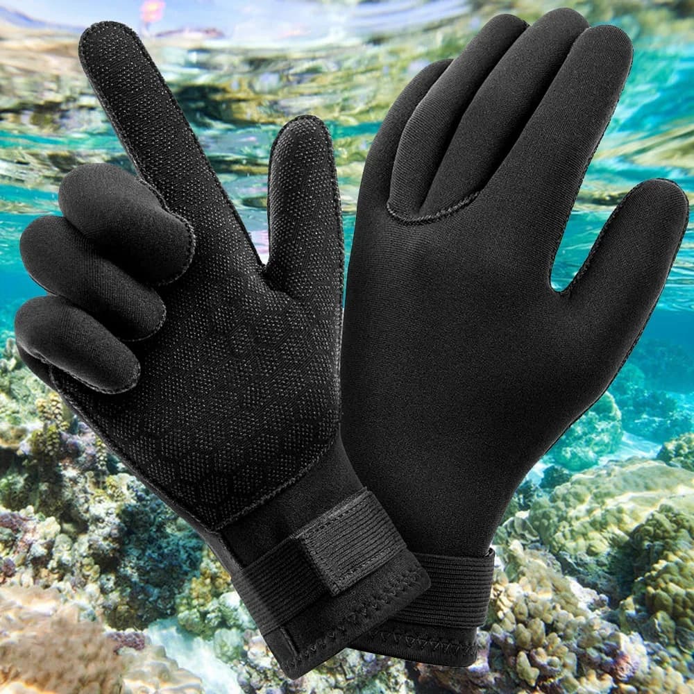 Guanti da Immersione in Neoprene da 3mm, Termici, Antiscivolo e Flessibili per Pesca Subacquea, Nuoto, Rafting, Kayak e Paddle