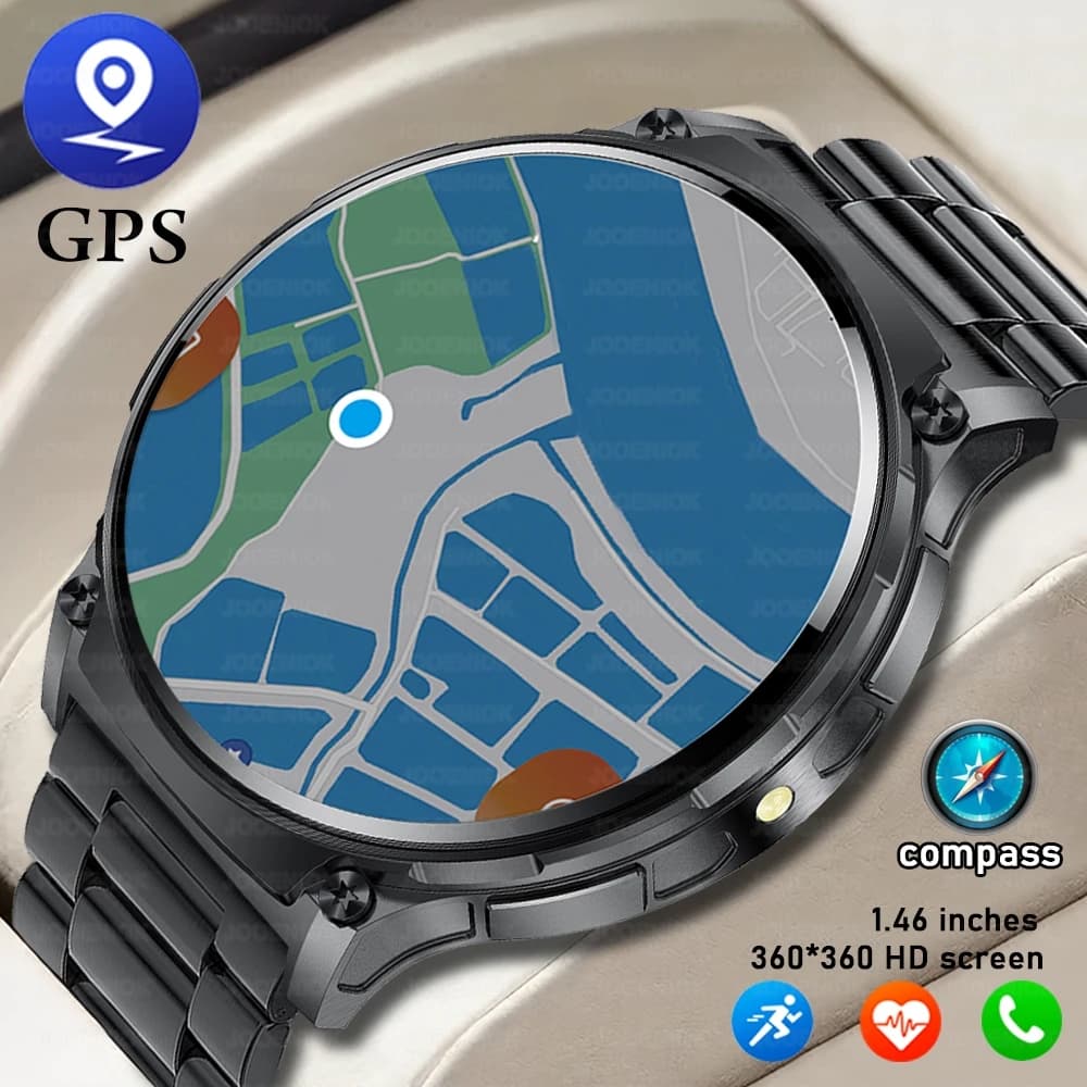 New NFC GPS Smartwatch Man LED Flashlight 100+ Sport Fitness Men's Business Watches BT Compass Smart Watch Man 2025