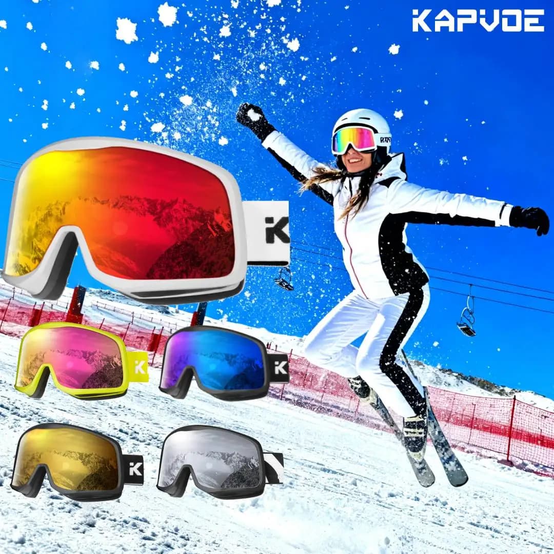 Kapvoe Occhiali da neve fotocromatici invernali Occhiali da sci Lenti antiappannamento Protezione UV400 Uomo Donna Occhiali da sci Occhiali sportivi invernali