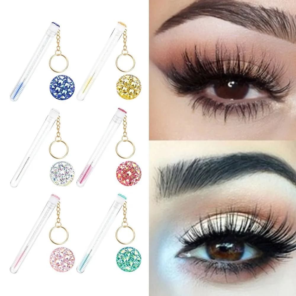 With Keychain Eyelash Brush Tubes Sparkling In Tubes Lash Mascara Wands Reusable With Container Case Eyelash Brushes