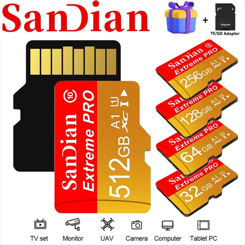 Memory Card Rapid 512GB 256GB 128GB 64GB 32GB Micro TF SD Card SD Cards TF Cards for Security Camera/E-Reader/Laptop/Handheld Ga