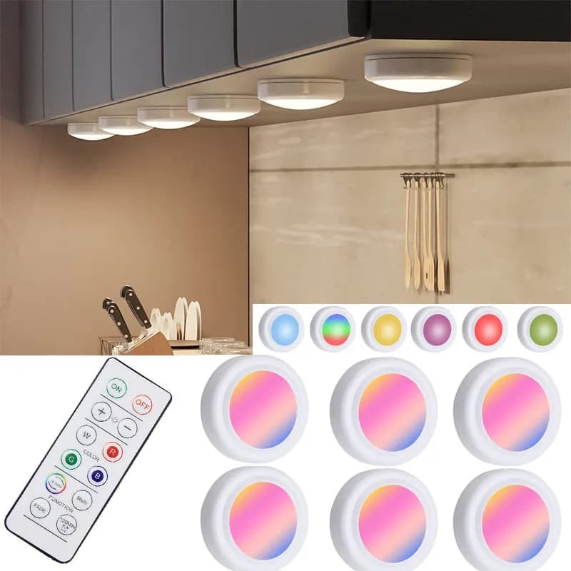 LED Puck light telecomando 16 colori intercambiabili dimmerabili sensore tattile Wireless a batteria cucina corridoio luce ambientale